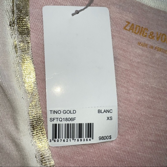 NWT Zadig & Voltaire Tino Gold T-Shirt - Picture 5 of 10